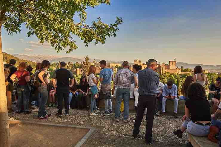 sunset at san Nicolas viewpoint in granada