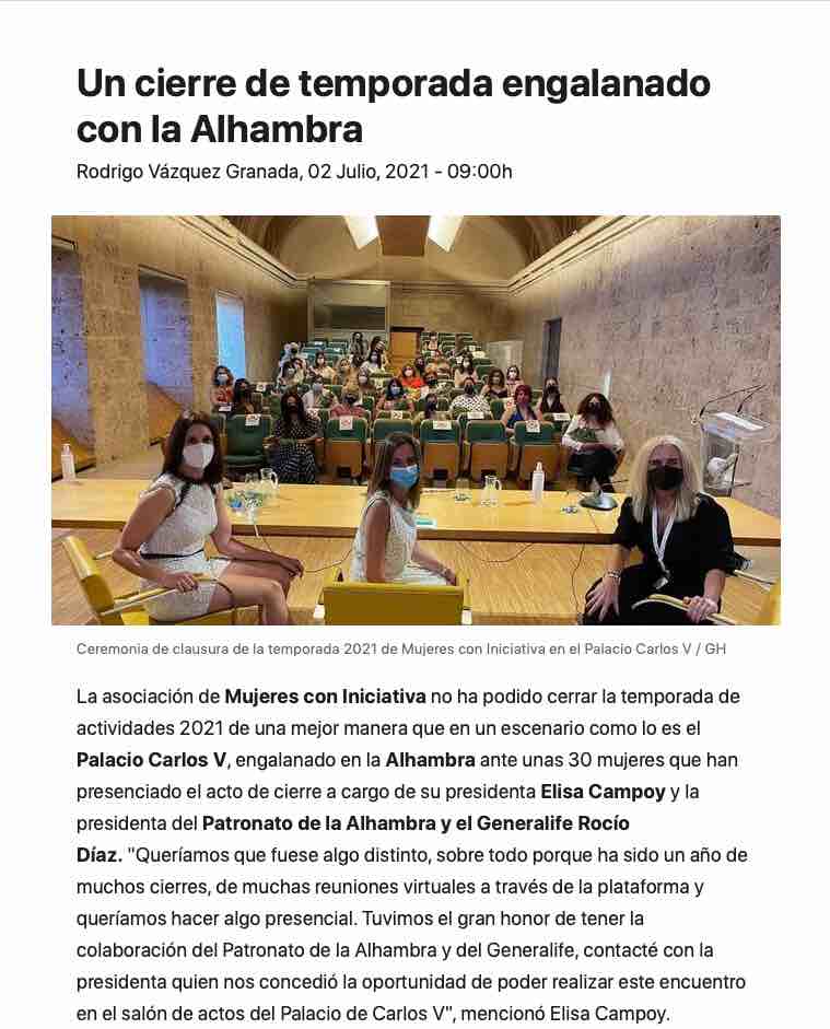 Cicerone colabora en el evento Mujeres con iniciativa con un tour nocturno guiado por la Alhambra